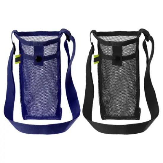 Unique Bargains Mesh Portable Adjustable Strap Water Bottle Bag for Sports 2 Pcs image {6}