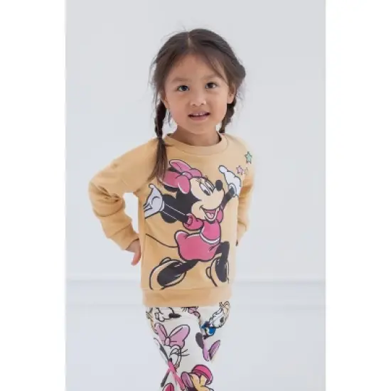 Disney Minnie Mouse Daisy Duck Donald Duck Goofy Pluto Girls Fleece Sweatshirt & Leggings Outfit Set Toddler to Little Kid image {1}