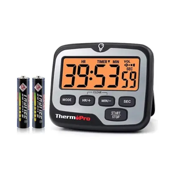 ThermoPro TM01W Kitchen Timer with Count Up and Countdown Timers for Cooking, Classroom, Exercise with LCD Screen Touch  Backlight image {8}