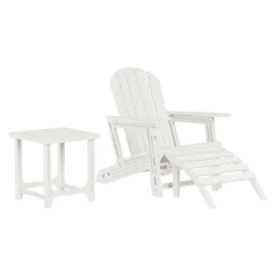 WestinTrends Azura 3-Piece HDPE Plastic Adirondack Patio Chairs With 18" Square Side Table Set image {18}