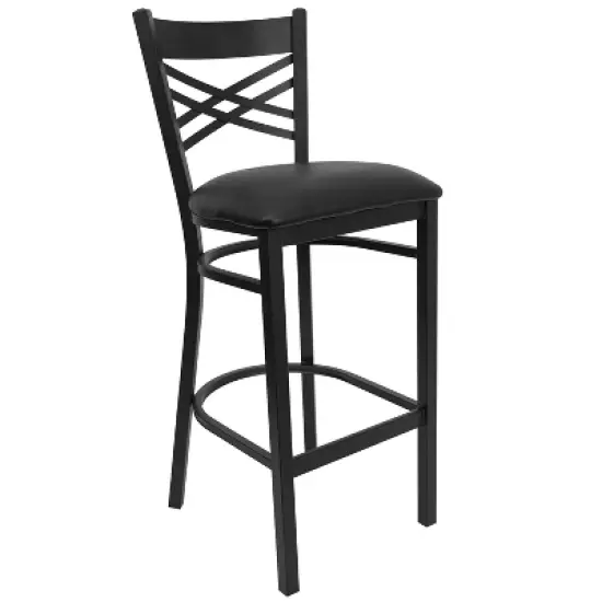 Flash Furniture Black ''X'' Back Metal Restaurant Barstool image {10}