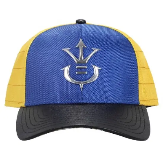 Dragon Ball Z Vegeta Super Saiyan Crest Men's Blue & Yellow Precurve Snapback Hat image {1}