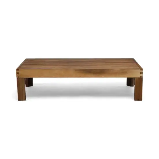 GDFStudio Cavendish Outdoor Acacia Wood 3 Seater Sofa Chat Set with Ottoman image {3}