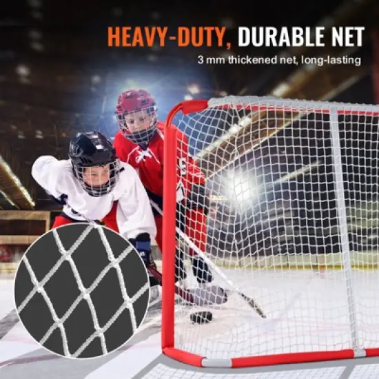 VEVOR Youth Street Hockey Net, Indoor Outdoor Steel Hockey Goal, Portable Lightweight Youth Street + Roller for Kids image {4}