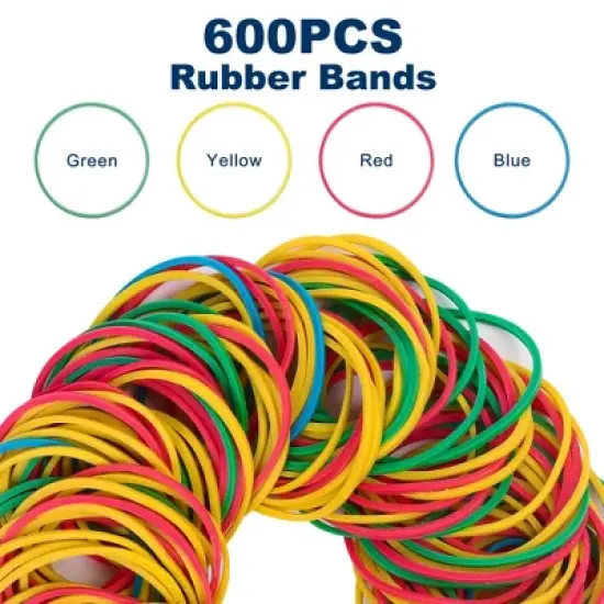 LotFancy 600Pcs Colored Rubber Bands for Office Supplies, Tie Dye, Size 16 (2 1/2" x 1/16") image {4}