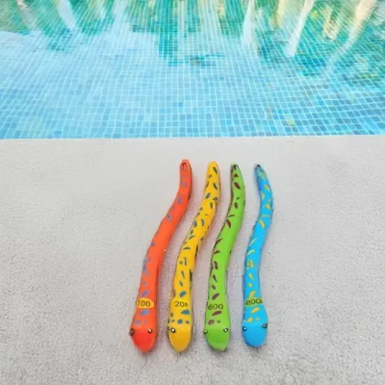 Swimline 4ct Fun Moray Eel Diving Sticks Swimming Pool Games 10" - Vibrantly Colored image {4}