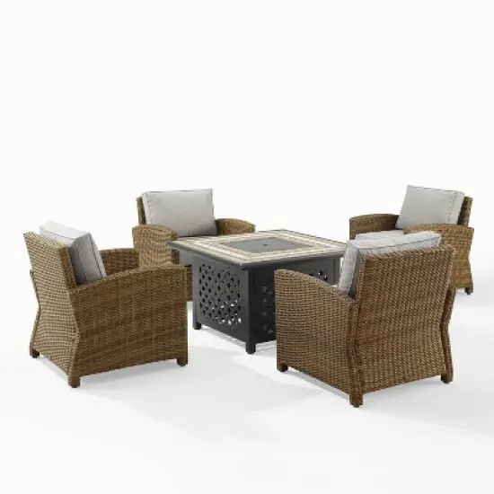 Bradenton 5pc Outdoor Wicker Arm Chair & Fire Table Set - Crosley
 image {7}