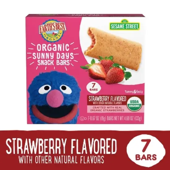 Earth's Best Organic Strawberry Toddler Snack Bars Sesame Street Sunny Days - 7ct image {8}