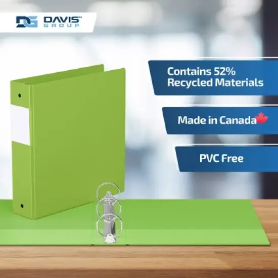 Premium Economy 2" Round Ring Binder 6pk Lime Green: Davis Group, Hard Cover, 400 Sheet Capacity, 2 Pockets image {6}