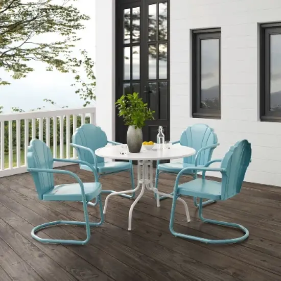 Tulip 5pc Outdoor Dining Set - Blue - Crosley image {1}