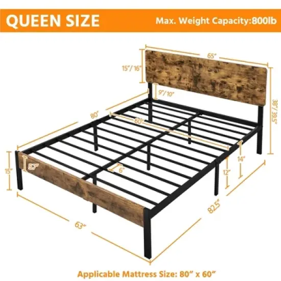 Yaheetech Metal Bed Frame with Headboard and Footboard Mattress Foundation Slatted Bed Base image {2}