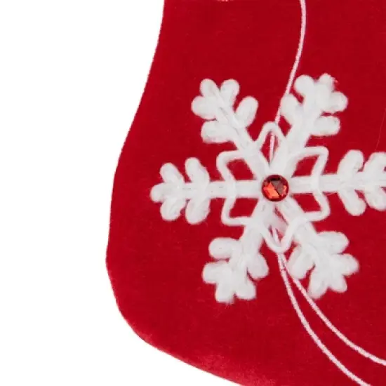 Northlight 20.5-Inch Red and White Velvet With White Snowflake Christmas Stocking image {5}
