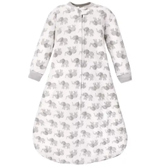 Hudson Baby Unisex Baby Premium Quilted Long Sleeve Sleeping Bag and Wearable Blanket, Gray Elephant image {2}