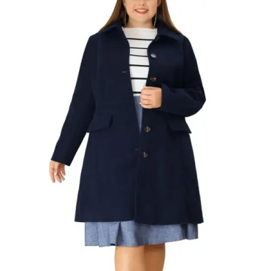 Agnes Orinda Women's Plus Size Winter Outerwear Single Breasted Long Overcoats image {8}