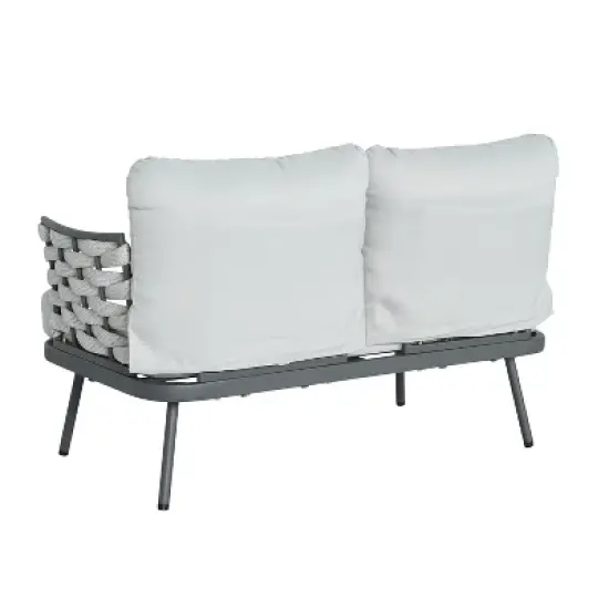 Christopher Knight Home Barbara Modern Outdoor Metal Coffee Table and Upholstered Lovesear Set image {8}