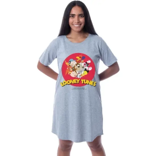 Looney Tunes Womens' Characters Bugs Bunny Nightgown Sleep Pajama Dress Grey image {3}