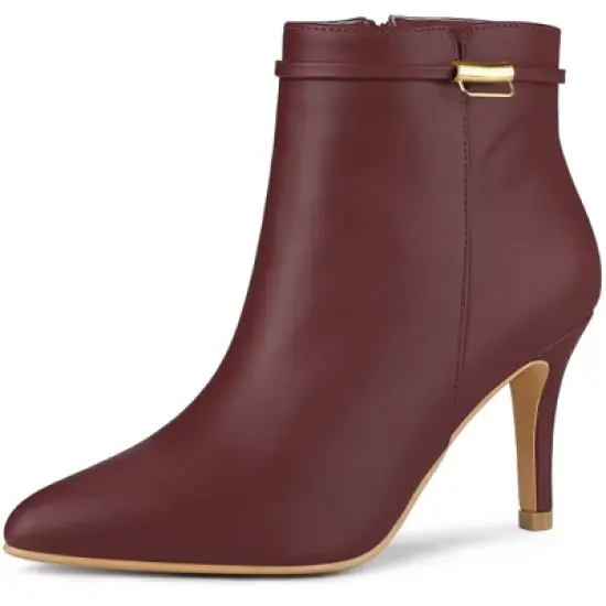 Allegra K Women's Stiletto Heels Pointed Toe Side Zip Ankle Boots image {9}