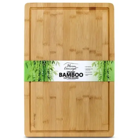 Heim Concept Premium Bamboo Large Cutting Board and Serving Tray Drip Groove image {6}