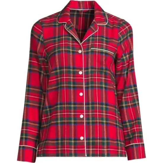 Lands' End Women's Tall Long Sleeve Print Flannel Pajama Top image {5}