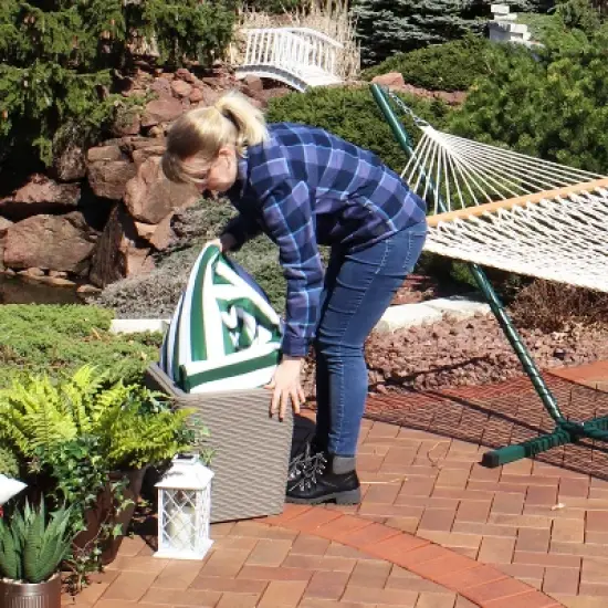 Sunnydaze Rattan Design Outdoor Side Table with Storage - 11.5-Gal. image {7}