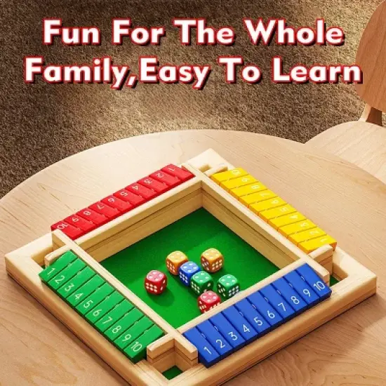 Dice Game,2-4 Player Family Wooden Board Table Math Games for Adults and Kids, 8 Dices Classics Tabletop Version Games for Classroom,Home,Party or Pub image {1}