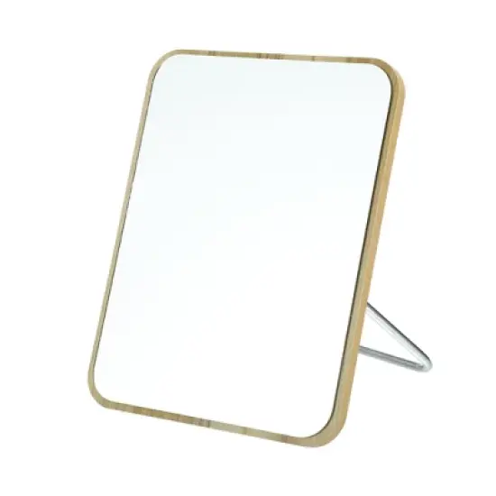 Unique Bargains Natural Wooden Foldable Square Makeup Mirror Beige 1 Pc image {6}