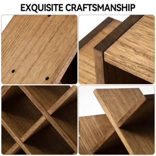 Itopfox 8-Bottle Countertop Wine Rack, Wooden 3-Tier Wine Bottle Holder for Bar Table, Wine Cabinet, Free Standing Display and Storage Shelves Brown image {4}