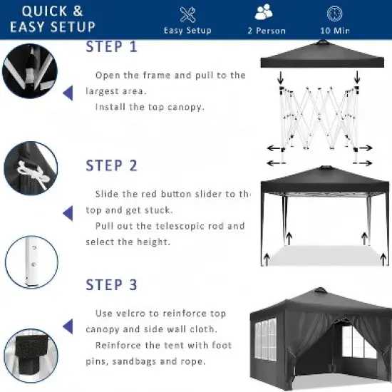 SUGIFT  Pop up Canopy Tent Instant Waterproof Folding Tent image {7}
