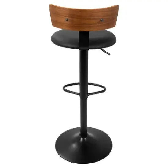 Weller Contemporary Barstool with Black Frame Walnut Wood/Black - Lumisource image {3}