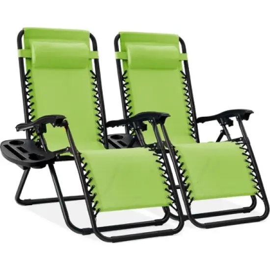 Best Choice Products Set of 2 Zero Gravity Lounge Chair Recliners for Patio, Pool w/ Cup Holder Tray image {25}