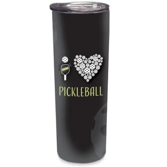 Elanze Designs I Heart Pickleball Steel Lime 20 ounce Stainless Steel Travel Tumbler image {4}
