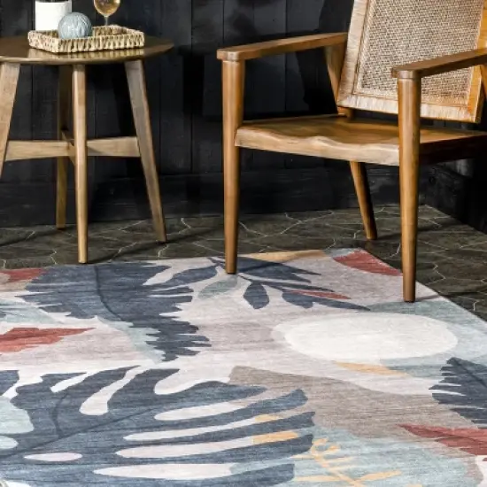 nuLOOM Caprice Floral Jungle Machine Washable Indoor/Outdoor Patio Area Rug image {8}