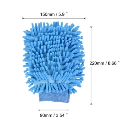 Unique Bargains Microfiber Soft Chenille Wash Mitten Double Sided Dusting Gloves for House Cleaning image {1}