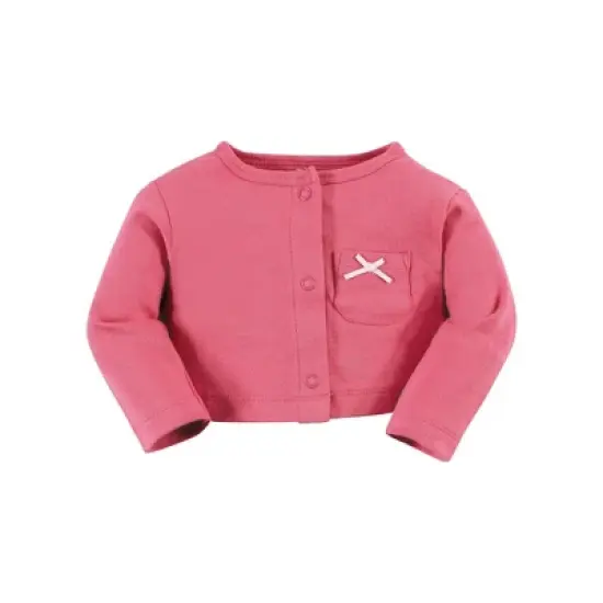 Hudson Baby Infant and Toddler Girl Cotton Dress and Cardigan Set, Blush Rose image {4}