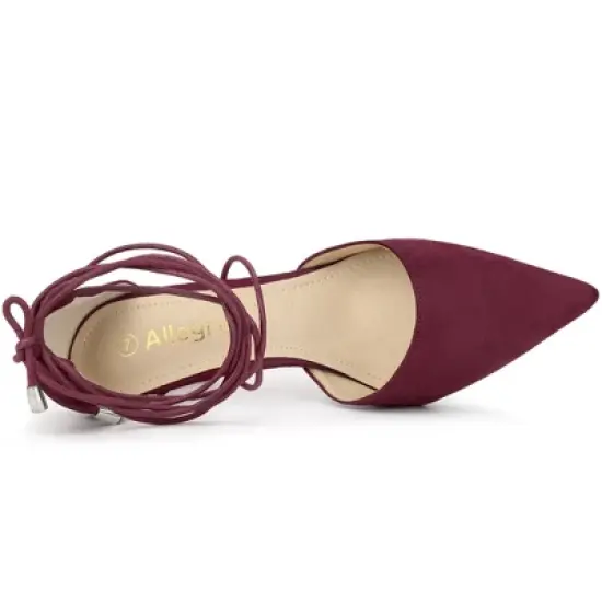 Allegra K Women's Pointed Toe Dress Pumps Lace Up Stiletto Heels Sandals image {4}