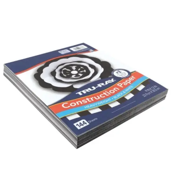 Tru-Ray&reg; Premium Construction Paper, Black & White, 9" x 12", 144 Sheets Per Pack, 3 Packs image {2}