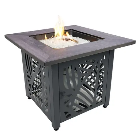 Endless Summer 30 Inch Square Outdoor UV Printed 50,000 BTU LP Gas Fire Pit​ Table with Faux Mantel and Stamped Steel Base image {5}