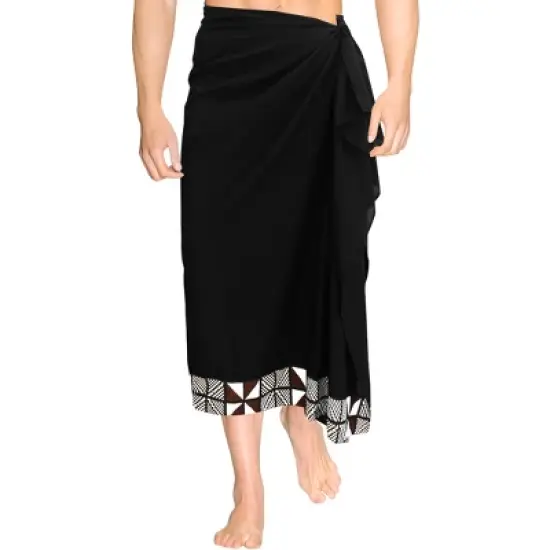 LA LEELA Men's Swimwear Cover Up Summer Pareo Sarong One Size Jade Plain image {2}
