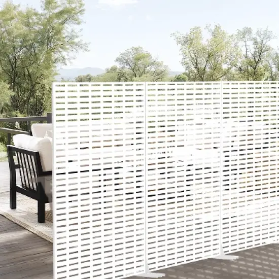 Lirago 72 in. White Galvanized Metal Outdoor Privacy Screens Garden Outdoor Fence image {6}
