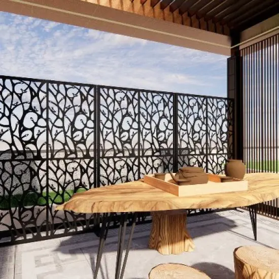 PAGED 72"H x 45.3"W Metal Outdoor Privacy Screen, Outdoor Privacy Screen Freestanding, Balcony Privacy Screen, Room Dividers and Patio Privacy Screens image {4}