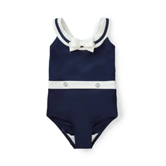 Hope & Henry Girls' One-Piece Sailor Swimsuit, Toddler image {5}