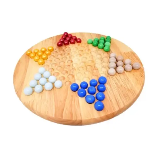 Classic Game Collection - 12" Wood Chinese Checkers Set with Marbles image {1}