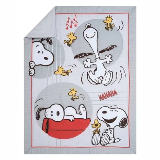 Lambs & Ivy 4pc Snoopy Love Toddler Bedding Set - Gray/Red/White image {6}