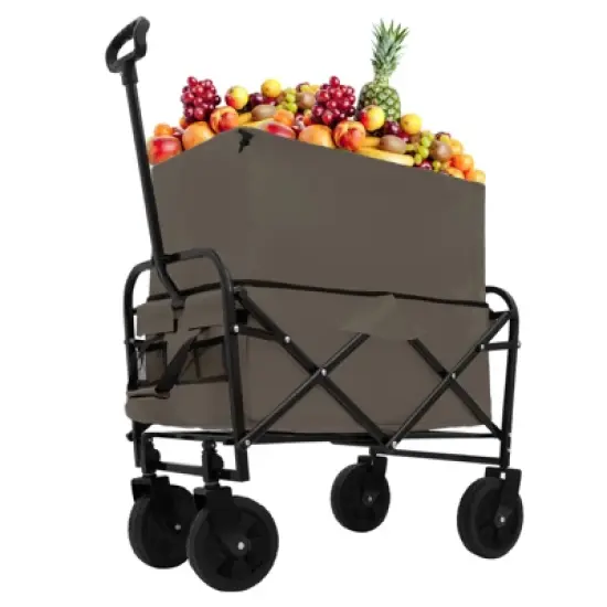 DSVIMOY Extention Collapsible Foldable Wagon Cart, Grocery Cart for for Camping Shopping Sports Gardeing Fishing, Green, 25.98"*17.32"*37.4" image {5}