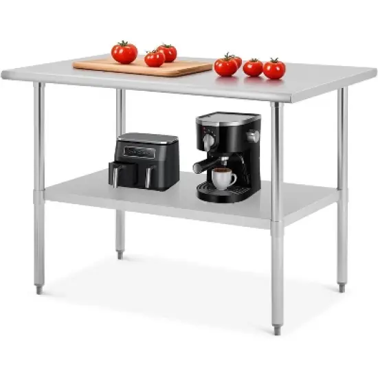 Acekool Stainless Steel Prep Table with Adjustable Shelf, 2-Tier NSF Workbench, Extra Strength Storage Rack for Kitchen Restaurant image {11}