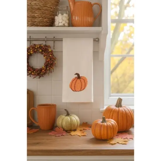 C&F Home Pumpkin French Knot Cotton Flour Sack Kitchen Dishtowel image {1}