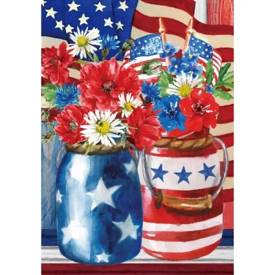 Northlight Floral Bouquet Patriotic  Outdoor House Flag 28" x 40" image {2}