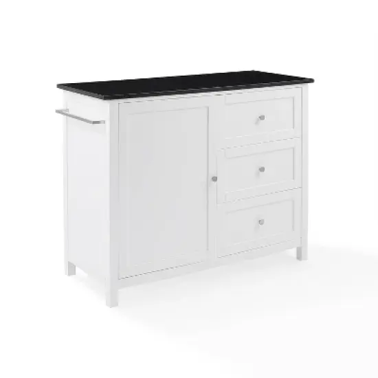 Soren Granite Top Kitchen Island/Cart Black/White - Crosley image {10}