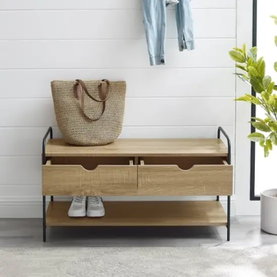 Modern 2 Drawer Storage Entry Bench - Saracina Home image {5}