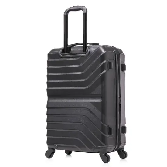 InUSA Aurum Lightweight Hardside Medium Checked Spinner Suitcase - Black image {4}